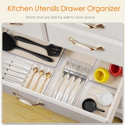 Image of UCRAVO 16Pcs Acrylic Storage Drawer Organizer, Dustproof Pen and Marker Storage Organizer for Desk, Clear Makeup Drawer Organizers with Drawers Tray for Art Crafts, Marker