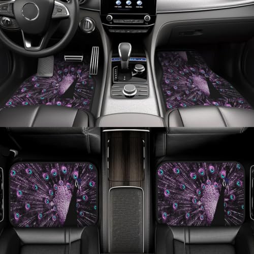 Alfombrillas para coche para viajar en familia juego de neopreno antideslizante pavo real púrpura 6