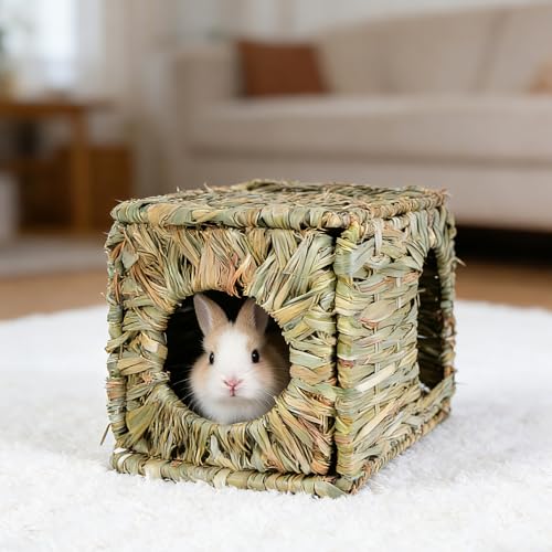 Casa de paja para conejos SOIMISS y accesorios de nido artesanal 6