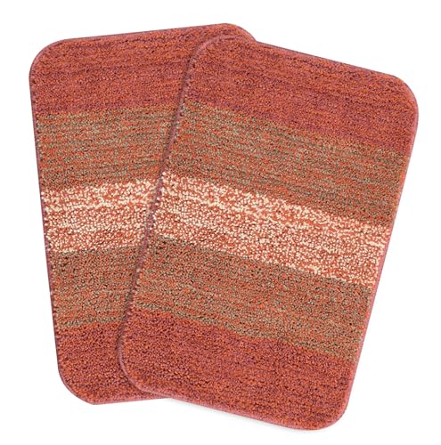 Image of Saral Home Soft Microfiber Anti-Skid Bath Mat Pack of 2 (Rust, 35X50 cm)