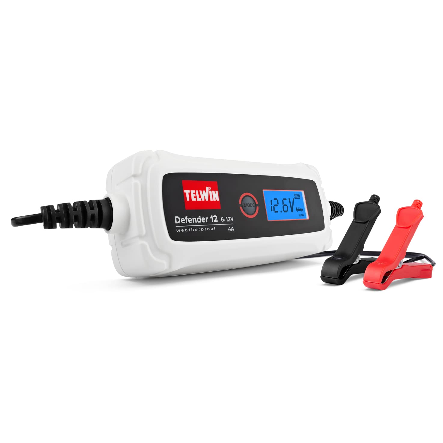 Telwin 807607 Defender 12 Elektroniczna ładowarka i opiekun do akumulatorów 6/12V, wyświetlacz LCD