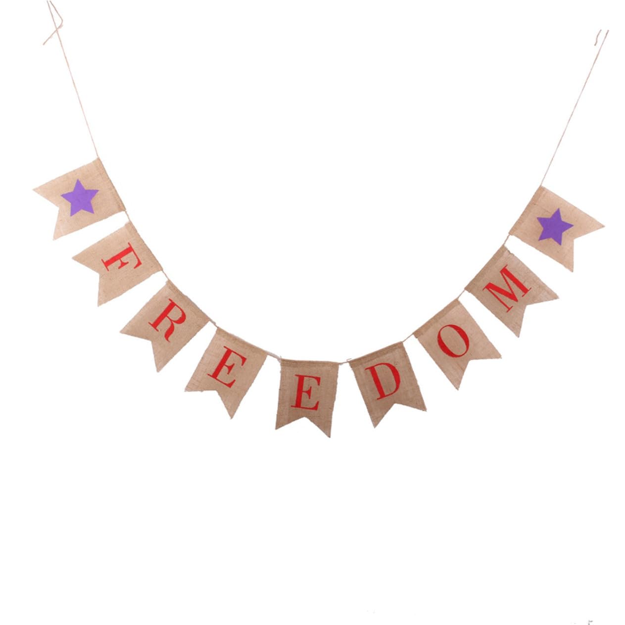 VICASKY 3 Pezzi Ghirlanda Patriottica in Juta Resistente per Decorazioni Festa Dellindipendenza Americana con Bandierine Freedom per Interni ed Esterni