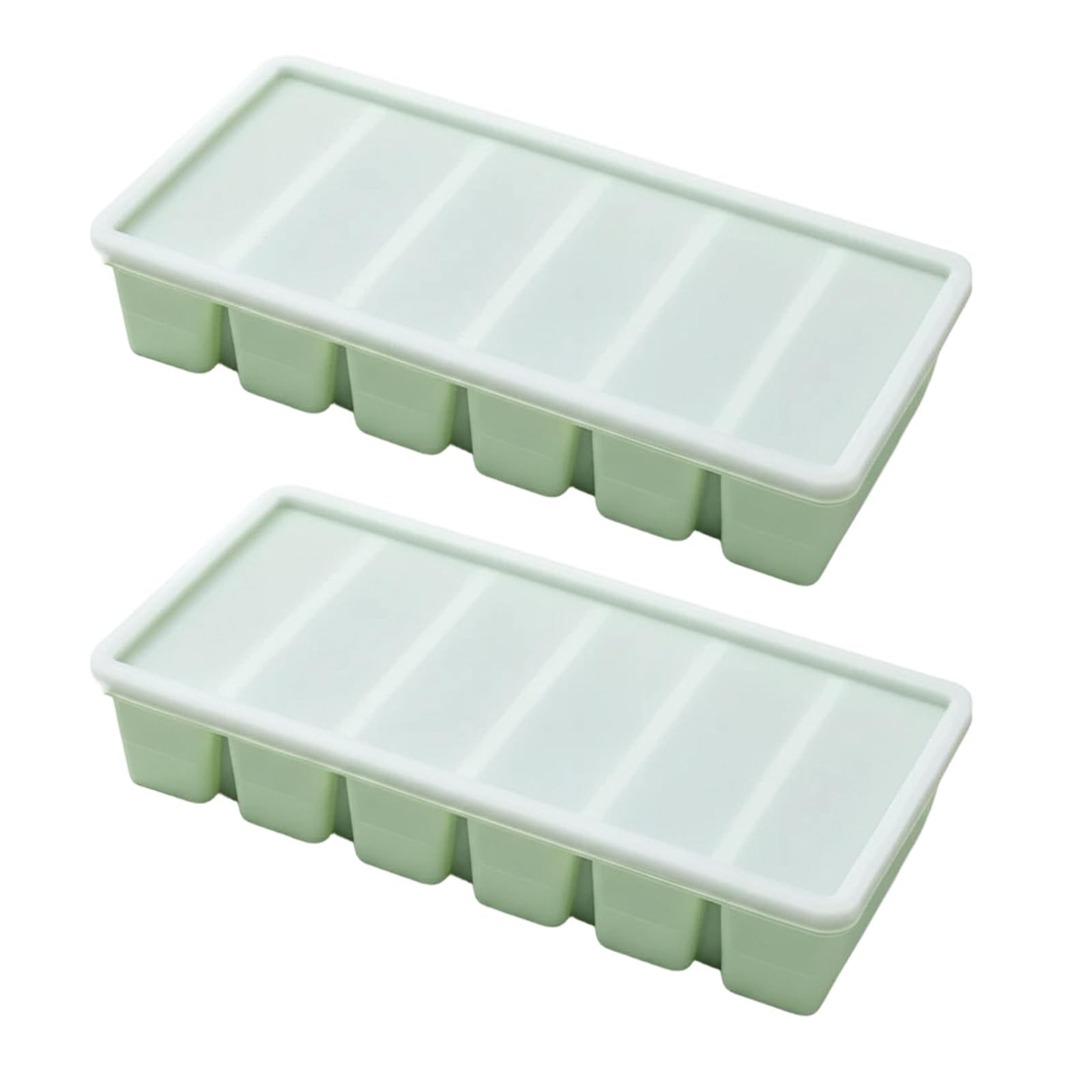 2Pcs Silicone Freezer Moulds, Silicone Freezer Tray, Silicone Soup Freezer Moulds with Lids, Soup Freezer Containers, Batch Cooking Freezer Moulds Suitable for Meal Prep & Storage (Green)