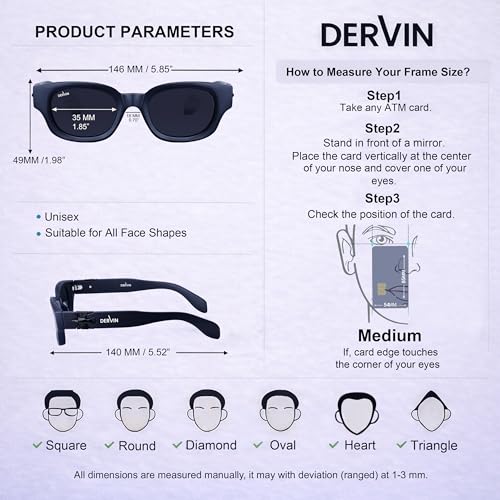 Image of Dervin UV Protection Polarized Rounded Rectangle Sunglasses for Men and Women