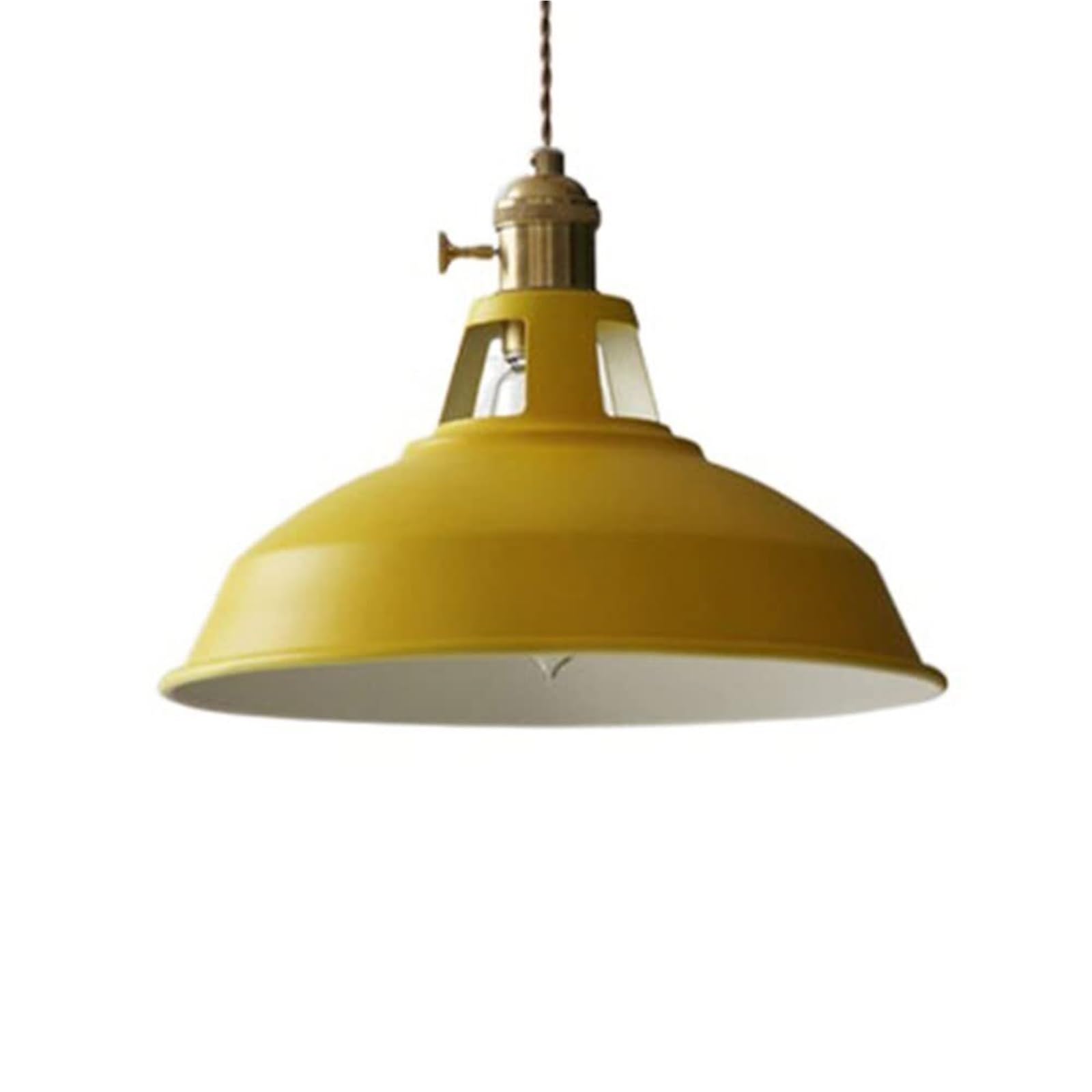 KHUKHU Rustic Hanging Light 10.2" 1-Light Farmhouse Industrial Hanging Lamp Yellow Kitchen Island Pendant Light Barn Edison Lamp E26/E27 Lamp for Home Ceiling Pendant/Table Lamp(Yellow,26CM)