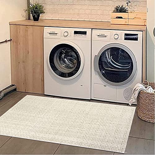 Seavish Boho Bathroom Runner Rug Machine Washable Rug, 2'X4.2' Beige Laundry Room Rug Cotton Woven Front Door Mat Reversible Bedroom Rug Indoor Outdoor Throw Rug For Porch Kitchen Hallway Entryway #TOP20