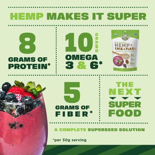 Manitoba Harvest Organic Hemp + Chia & Flax, 7 oz – 8g Plant Based Protein, 5g of Fiber per Serving – Vegan, Keto, Paleo – Omega 3 & 6 – Superseed Blend for Smoothies, Baking - Thumbnail 2