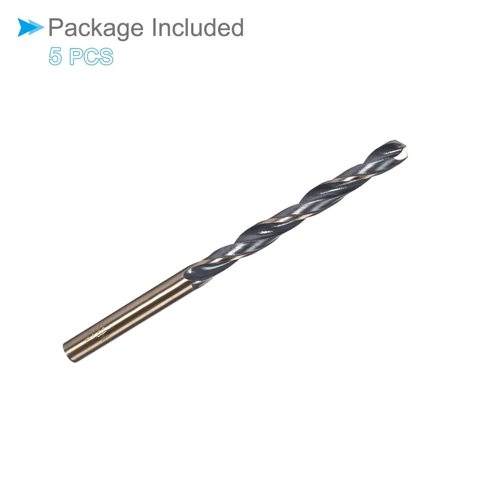 Lot De 5 Forets Hélicoïdaux Tordu 5mm - Revêtu Titane & Nitrure - Queue Ronde - Pour Acier, Inox, Bois