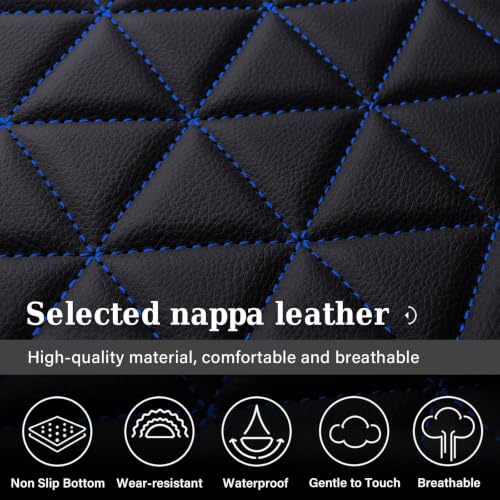 Image of Coverado Seat Covers for Dodge Ram, Waterproof Front Car Seat Covers for Truck Compatible with 2002-2026 Dodge Ram 1500 2500 3500 Crew Double Mega Quad Cab(Black&Blue line)
