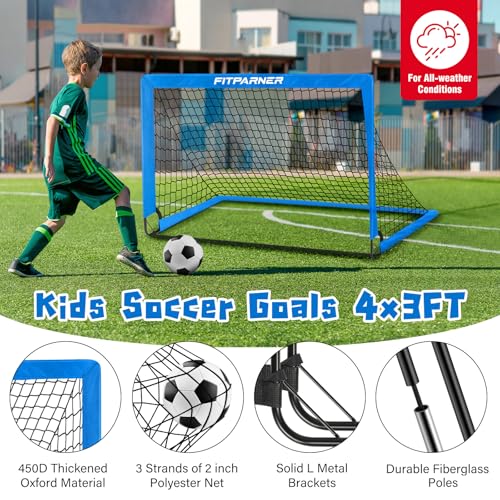 Image of Soccer Goal,Backyard Soccer Goals for Kids 2 Pack,4x3 /6x4 FT Portable Toddler Soccer Nets with Target,Ball & Cones,Soccer Training Equipment for Kids Youth Outdoor Games,Sports,Play