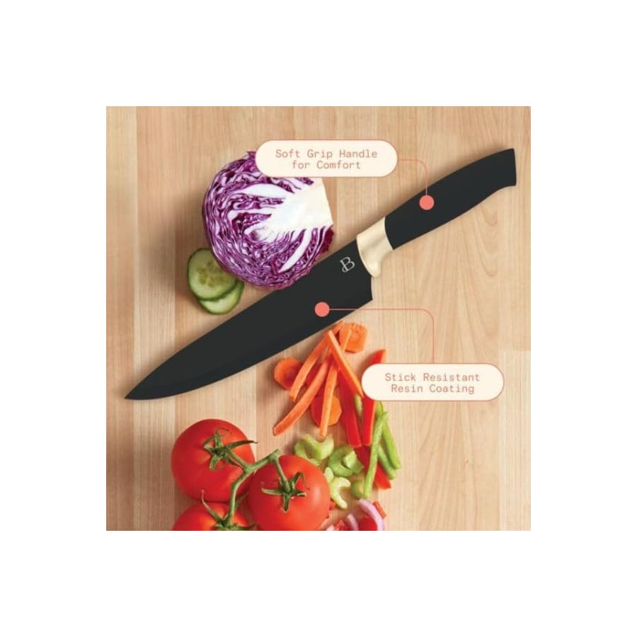 12-beautiful-Piece-Knife-Block-Set-with-Soft-Grip-Ergonomic-Handles-Black-and-Gold-by-Drew-Barrymore-BL-5306062 12 beautiful Piece Knife Block Set with Soft-Grip Ergonomic Handles Black and Gold by Drew Barrymore, BL-5306062