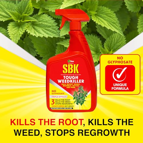 Vitax SBK Brushwood Killer Tough Weedkiller, Suitable For brambles, nettles, dock, woody weeds, hardwood & tree stumps, Targets weeds not grass, Ready To Use - 1L - Image 3