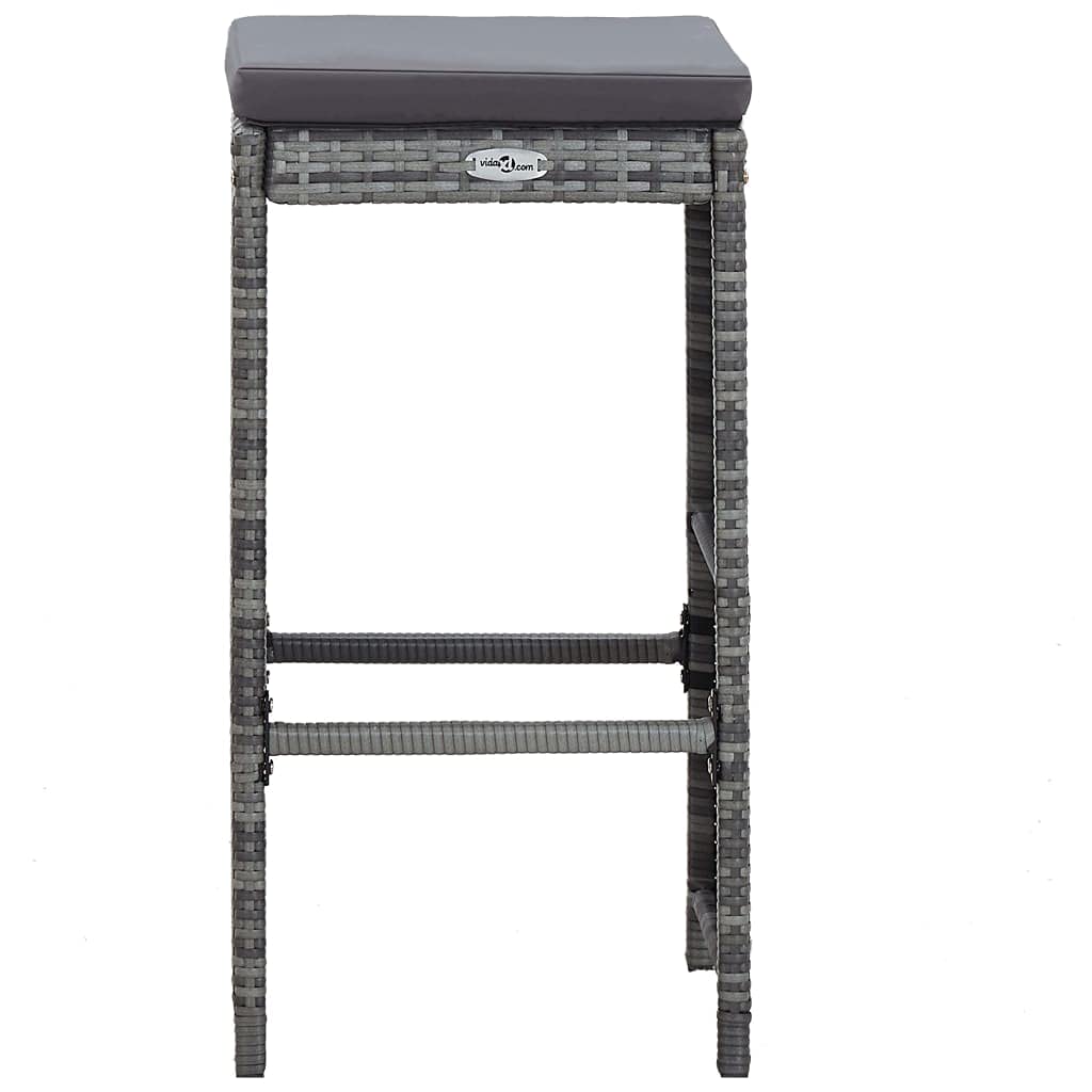 Toshilian Salon de Jardin 7 pièces Résine Tressée Gris Ensemble de Bar