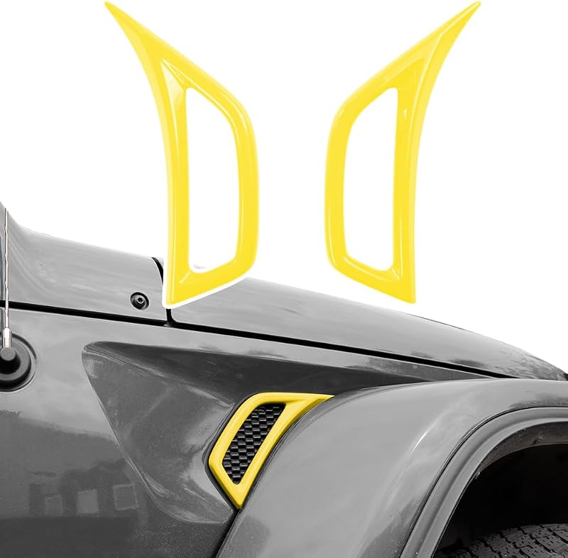 Acabamento decorativo da saída de ar lateral BARONG para Jeep Wrangler JL JLU e Gladiator JT amarelo – 2 unidades