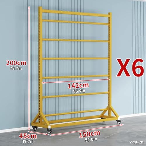 Estante de almacenamiento de rollos de tela con varilla ajustable y ruedas para textil y vinilo. 8