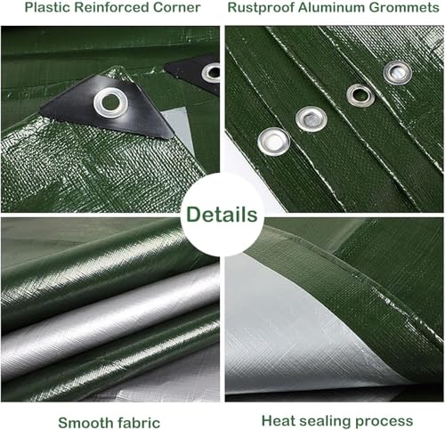 Miniatura 2 de Lona Impermeable Con Ojales, 2 X 4 M, Color Verde Militar Plata, Con Ojales, 130 G M , Resistente A Los Rayos Uv, Resistente Al Moho, Lona Multiusos Para Muebles De Jardín, Madera, Coche, Camping