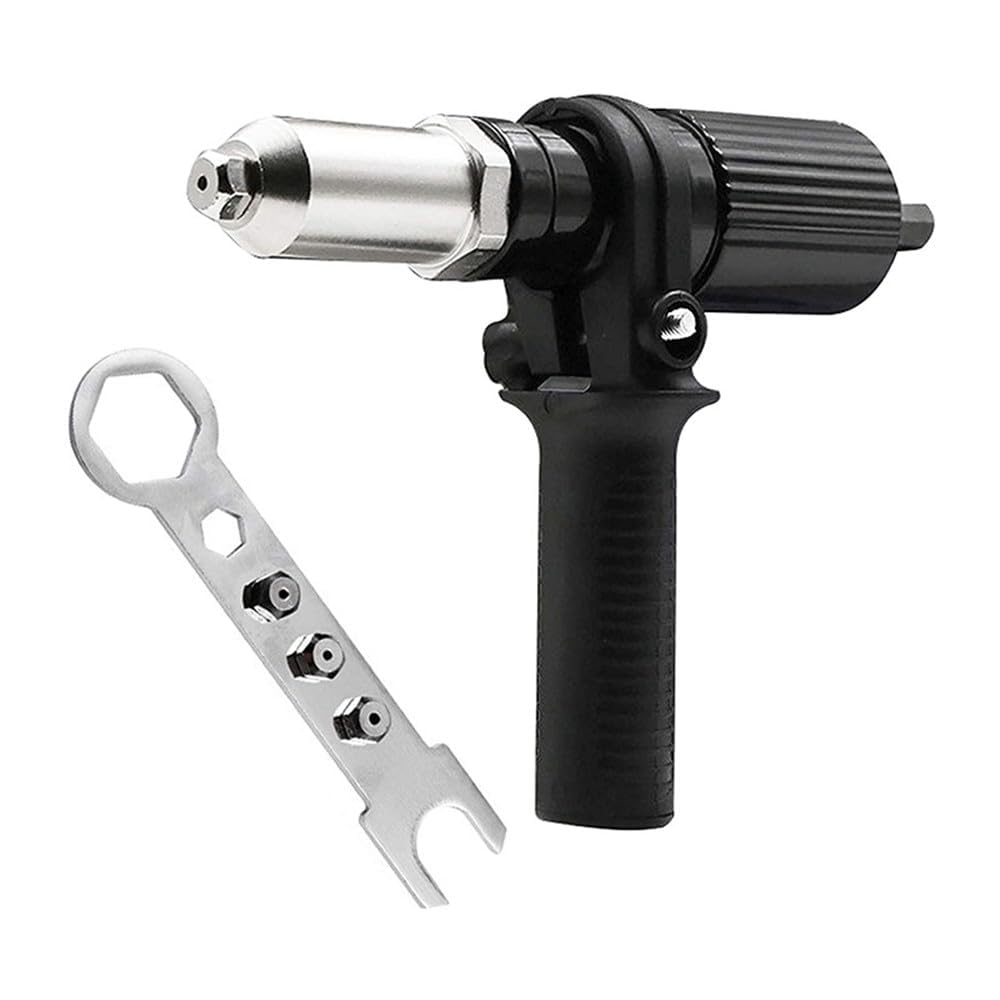 Rivet Gun Adapter Kit,Electric Power Drill Rivet Attachment,Easy Processing for Pop Riveting Work,with 4 Rivet Heads 2.4mm 3.2mm 4.0mm 4.8mm