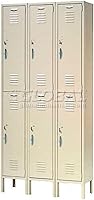 Global Industrial Double Tier 6-Door Locker 36"W x 15"D x 78"H Tan - Durable Unassembled Storage for Schools & Gyms