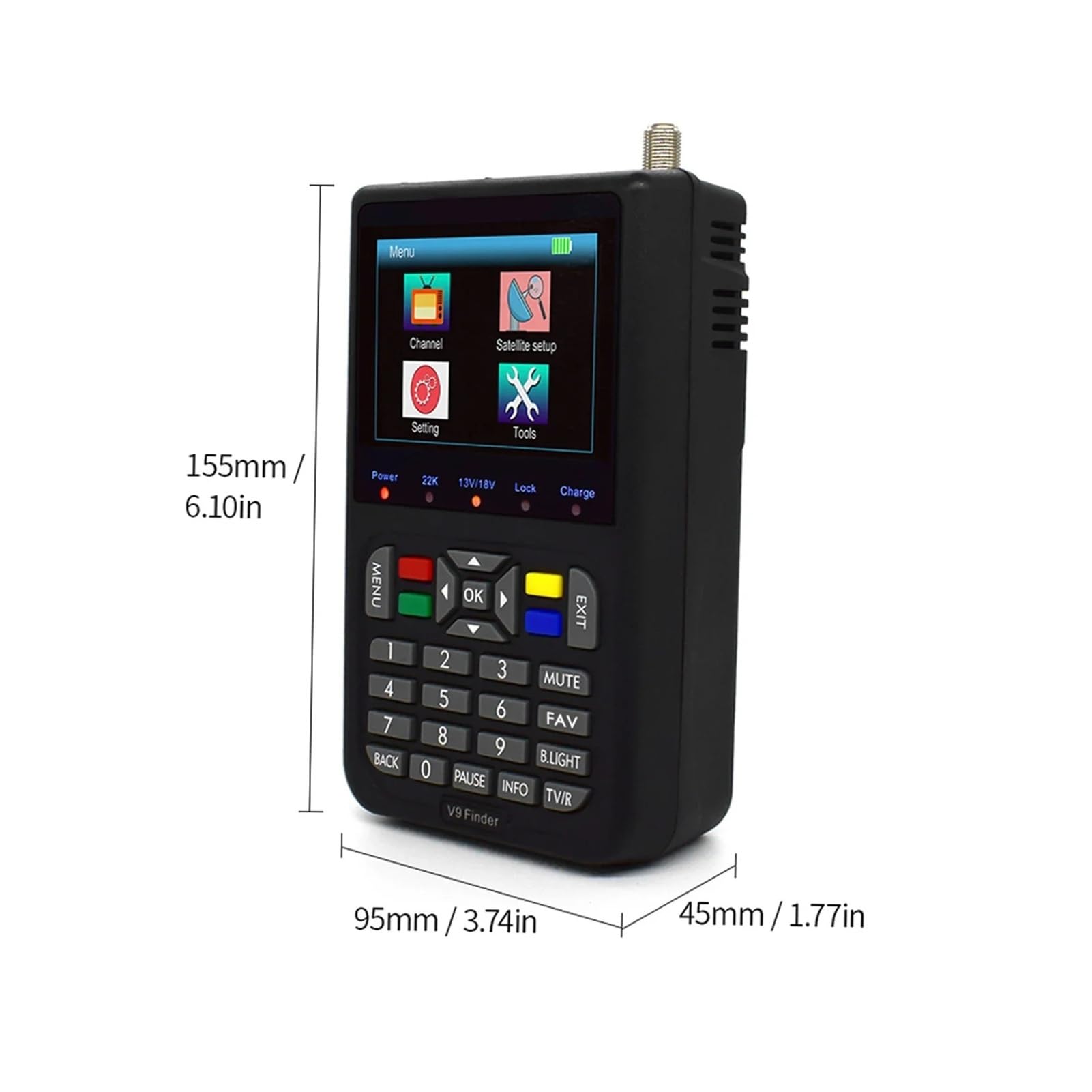 Cyfrowy miernik z celownikiem satelitarnym V9 z 3,5-calowym wyświetlaczem LCD DVB-S2 HD do wykrywania sygnału instalacji anteny Wyczyść wyświetlacz