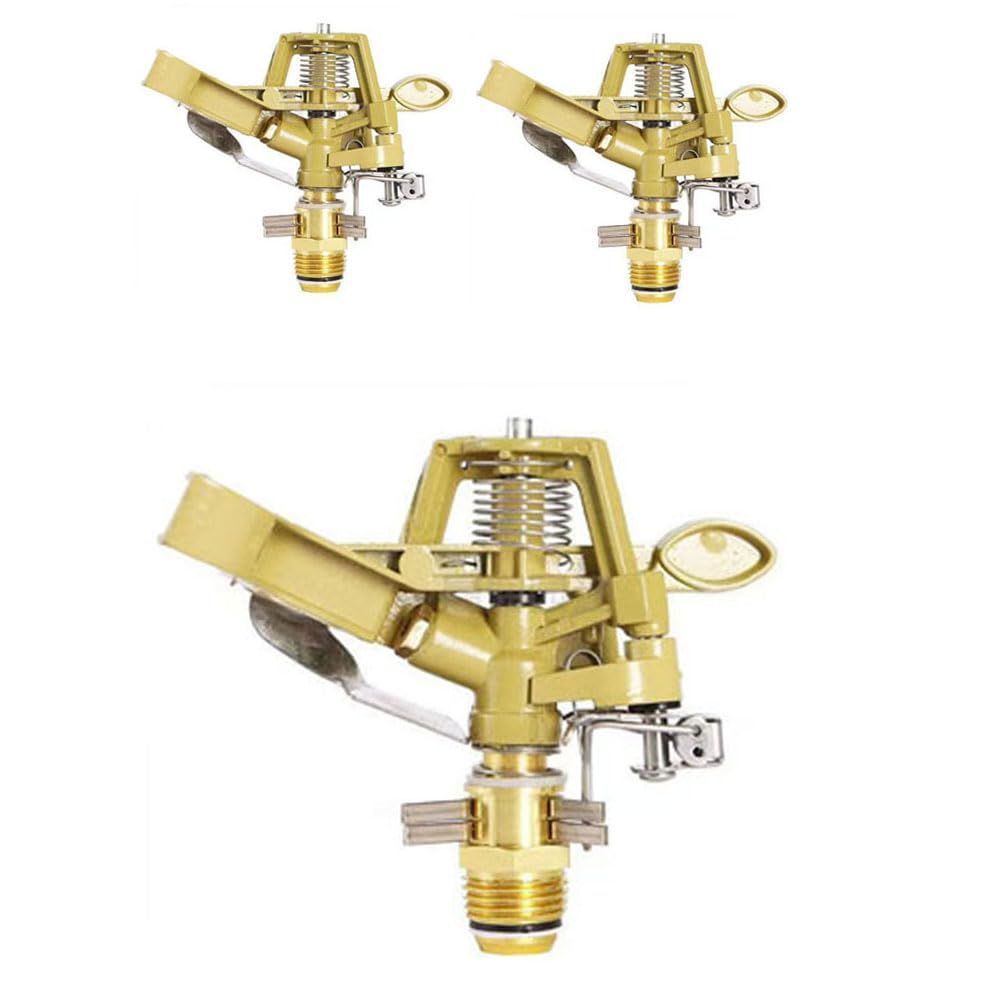 1/2,3/4 pulgadas de impacto de latón Pack Sprokler pesado con boquilla, ajustable 0-360 grados Pulse La césped riego 3/4" alloy adjustable single spray full metal 5 piezas