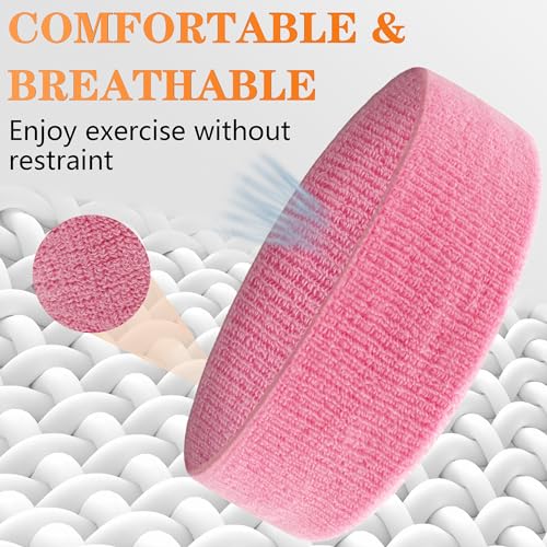 Image of 4 Pack Sweatbands Sports Headband for Men and Women, Moisture Wicking Athletic Workout Headband for Running, Tennis, Basketball, Yoga, Gym Stretchy Unisex Sweatband