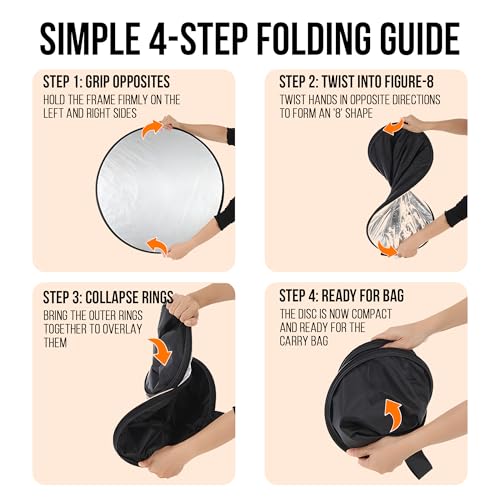 Image of Welborn 5-in-1 Collapsible Light Reflector 43 inch (110cm) - Gold, Silver, White, Black & Translucent Photography Diffuser for Studio & Outdoor Shoots