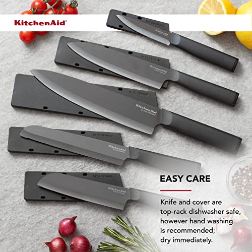 Kitchenaid Classic Ceramic Serrated Bread Knife With Custom-Fit Blade Cover, Sharp Kitchen Knife, Dishwasher-Safe, 8-Inch, Black #TOP4