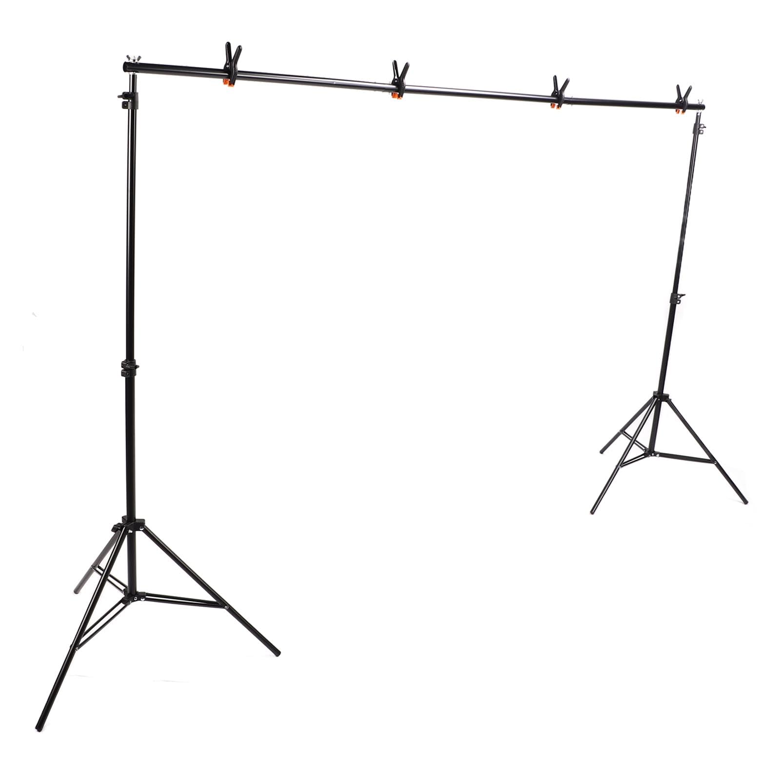 Juego de soporte para telón de fondo de fotos, de aleación de aluminio, de soporte de fondo ajustable con clips de resorte, estudio de retrato
