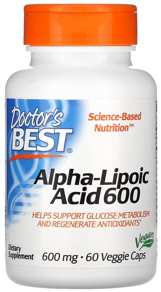 Doctor's Best - Acide alpha-lipoïque | 600 mg - 60 gélules végétaliennes aux propriétés antioxydantes