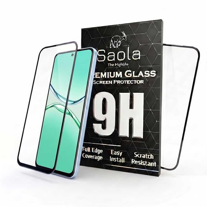 Image of Saola HD Clear Tempered Glass for OPPO A5 Pro 5G | High Strength 9H Protection, Smooth Touch, Full Coverage Screen Guard, 2-Step Installation Kit | Quick & Easy Application (Pack of 2)