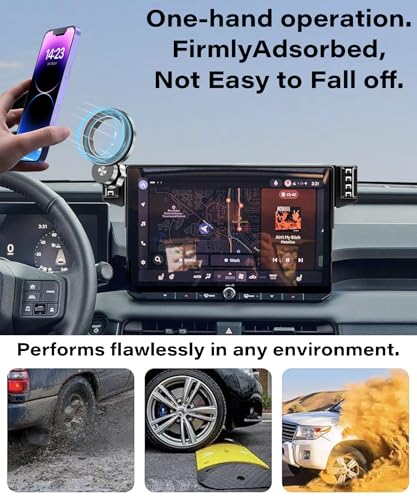 Image of Car Phone Holder for 2026 Toyota RAV4 /RAV4 Hybrid 12.9 inch Screen Accessories | MagSafe Strong Magnetic Clip Cell Phone Mount, 360 Rotatable Hands-Free Holder, Not Block Air Vents