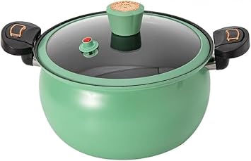 Mini Pressure Cooker for Home Orange Multifunctional Nonstick with Glass Lid, Large Capacity for Soup, Stew, Barley Rice, Stonew, with Safety Device Green