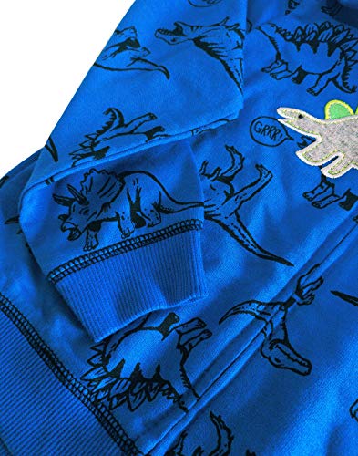 Popshion Toddler Jackets Dinosaur Clothes For Boys Long Sleeve Zipper Cartoon Dino Hooded Hoodies For Kids Blue-3007 130/6T #TOP5