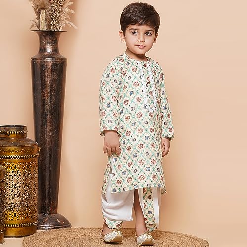Image of AJ DEZINES Kids Ethnic Wear Pure Cotton Yellow Dhoti Kurta Set For Boys (Twister-1918-YELLOW-0)