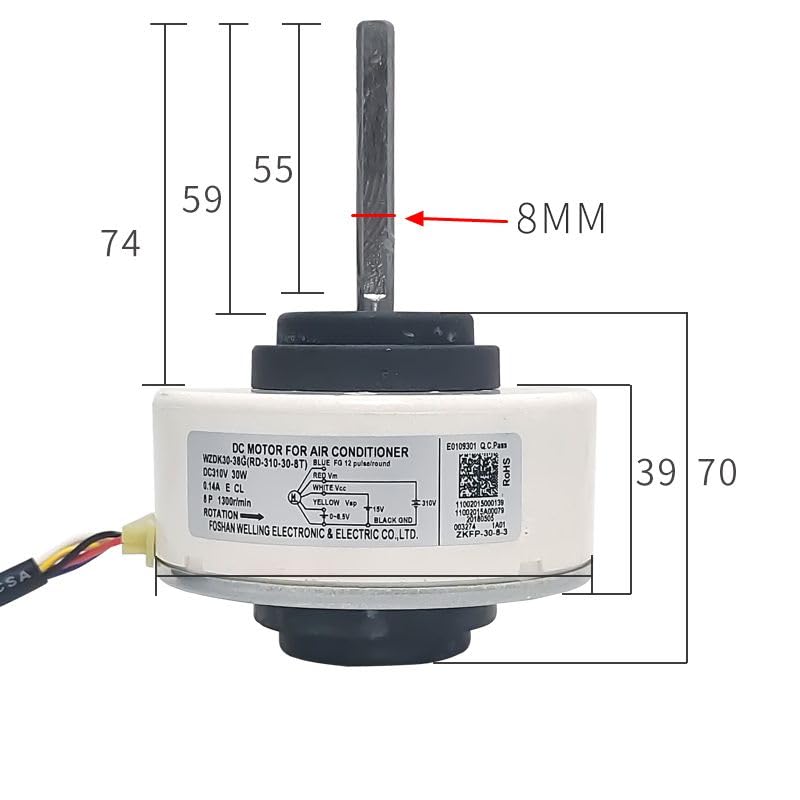 For Midea Inverter-Klimaanlage Inneneinheit WZDK30-38G (RD-310-30-8T) DC310V 30W DC-Lüfter Bürstenloser Motor Klimaanlage Teile