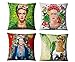 gircat Lot de 4 housses de coussin autoportraits en coton et lin avec peinture à l'huile par Frida Kahlo - 45,7 x 45,7 cm - Motif 1 (21)