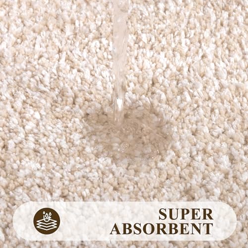 Tapis salle de bain microfibre beige lavable machine 50x80 cm - 6