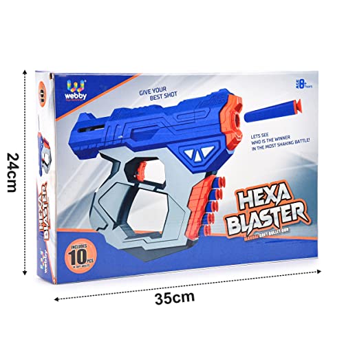 Image of Webby Big Gun Toy with 10 Safe Soft Foam Bullets | Gun Toy | Gun Pistol | Game for Kids| Big Gun Toy for Kids 8+ Years