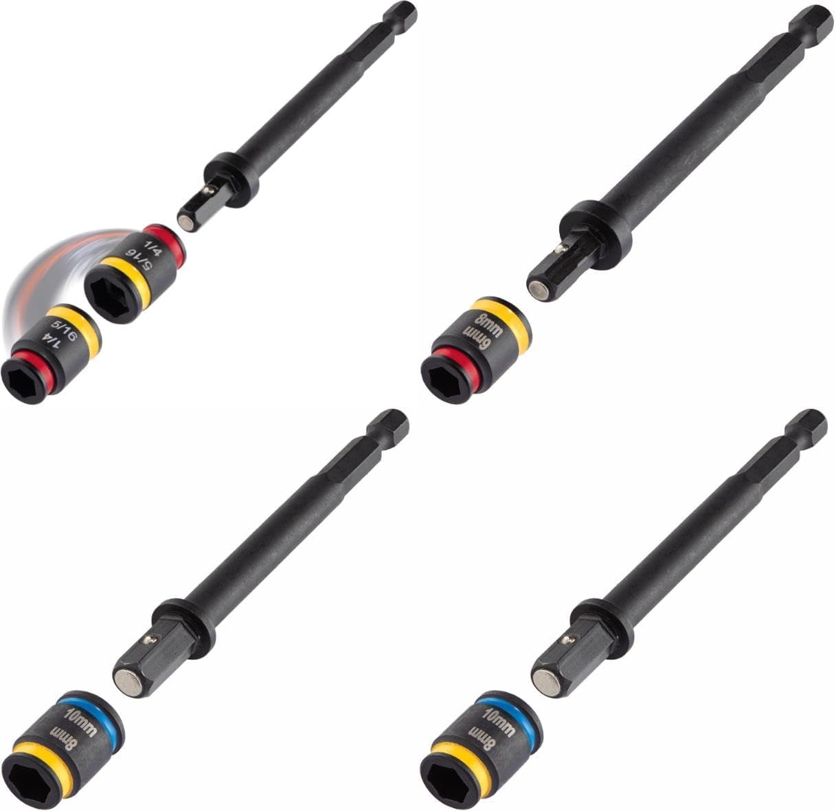 Malco MALCOMBO2 4 in. C-Rhex Cleanable, Reversible Magnetic Hex Driver, 4 Piece Set