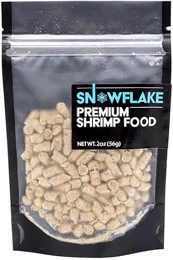 Aquatic Arts Shrimp Food Pellets for Freshwater Aquariums Neocaridina & Sulawesi Diet, Large Snowflake Sinking Pellets for Live Aquarium Invertebrates, 2oz