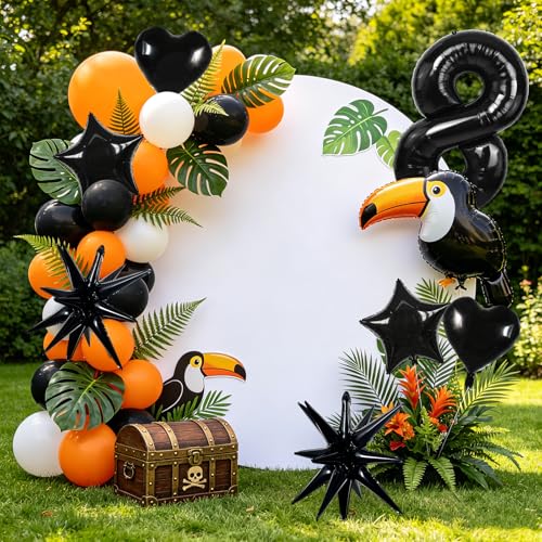 Image of TONIFUL 8th Birthday Balloons Kit 40 Inch Black Large Number 8 Foil Balloon | with 18Inch Helium Mylar Heart Star Balloons for Kids Women Men Birthday Anniversary Graduation New Year Eve Party Decoration
