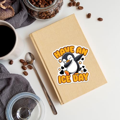 Image of Penguin Sticker 8 Pcs (Large Size) Vinyl Stickers Laptop Waterproof Decal for Car Bumper Water Bottle Notebook Luggage Window Funny Party Birthday Decorations - Size 4 Inches