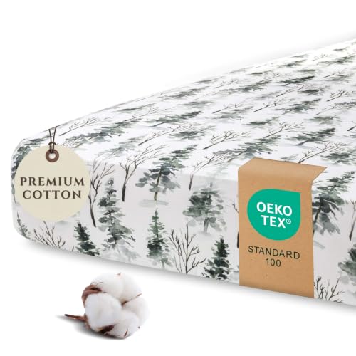 Image of Pobi Baby Crib Sheets for Boys, Soft Cotton Blend, 1-Pack (Magical Woods) | Fitted Crib Sheet, Standard Mattress 52x28, Toddler Mattress Sheets, Breathable, Snug, Newborn, Machine Wash, Nursery Bedding