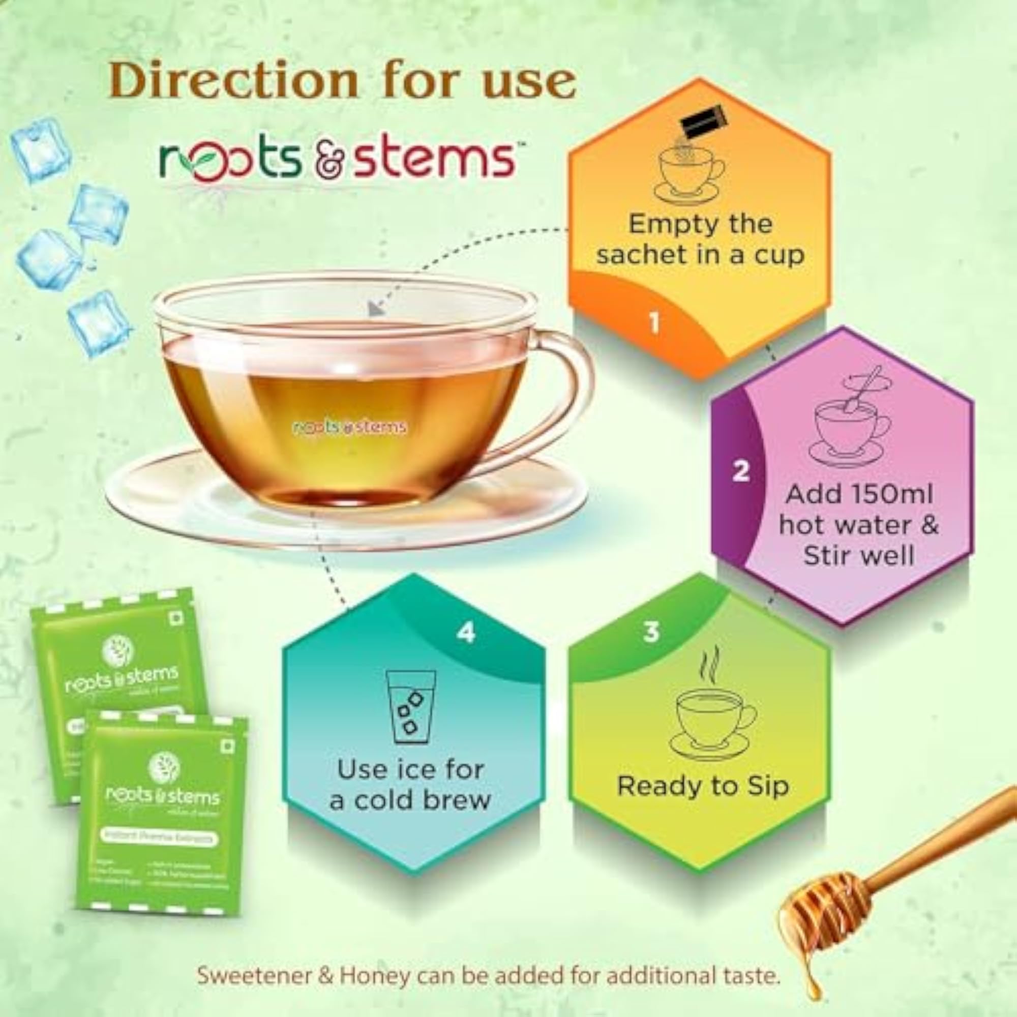 Roots & Stems Immunity Booster Tea Extracts, 60G Pack of 2