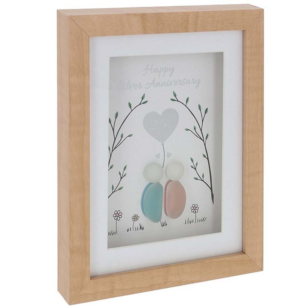 Shudehill Giftware Pebble Glass Portrait Plaque - Silver Anniversary