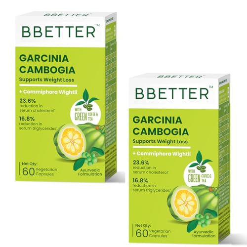 Image of BBETTER Garcinia Cambogia For Weight Loss Capsules For Women And Men - With Green Coffee Green Tea Guggulu Extract & Inulin - Keto supplement -120 Veg capsules