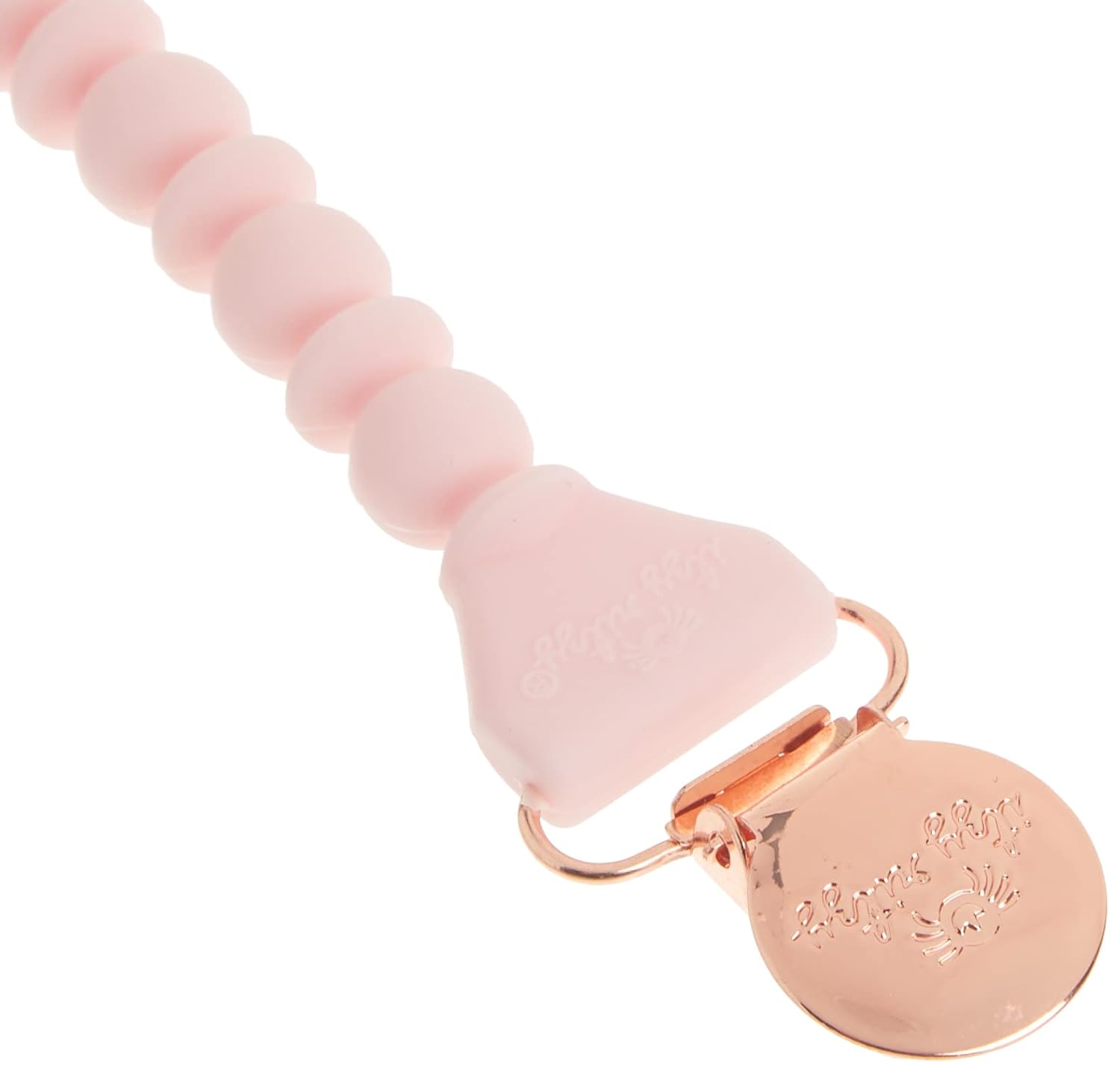 Itzy Ritzy Silicone Pacifier Clip; 100% Silicone Pacifier Strap with Clip Keeps Pacifiers, Teethers & Small Toys in Place; Features One-Piece Beaded Design & Silicone Cord, Rosewood + Rose Gold Clip : Baby