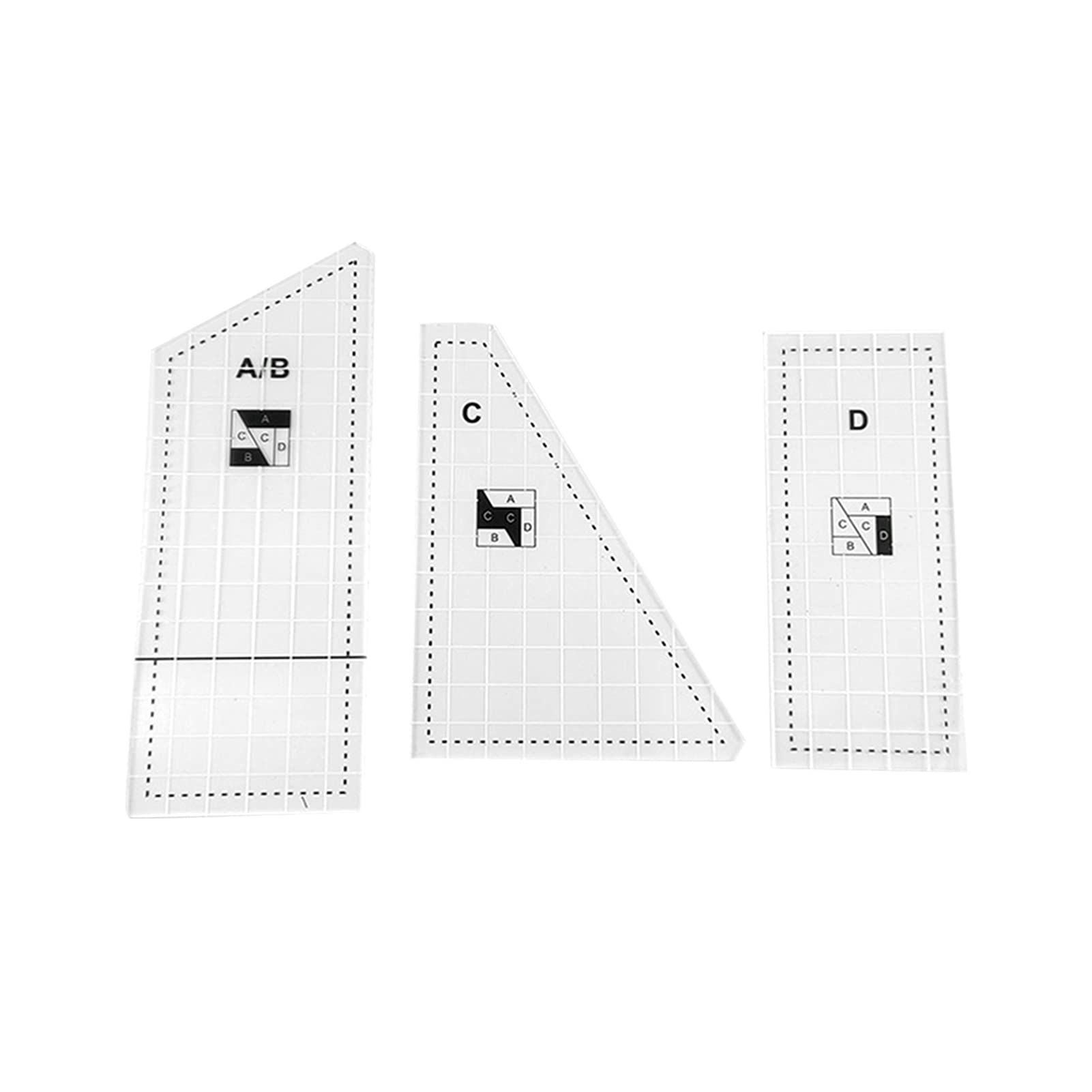 dauyavv - Set di 4 righelli trasparenti per trapuntatura e cucito, stencil fai da te in acrilico per cucito e patchwork