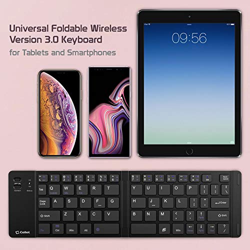 Portable Bluetooth Wireless Keyboard With Phone Holder Stand - Rechargeable Folding Keyboard - Smartphone And Tablet Full Size Keyboard Compatible To Iphone, Ipad, Samsung Galaxy, Google Pixel, Moto #TOP5