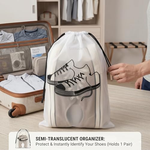Image of Solitude Pack of 10 Shoe Bags for Travel, Drawstring Travel Shoe Bags for Packing, Dustproof Portable Travel Shoe Storage Bag for Men and Women